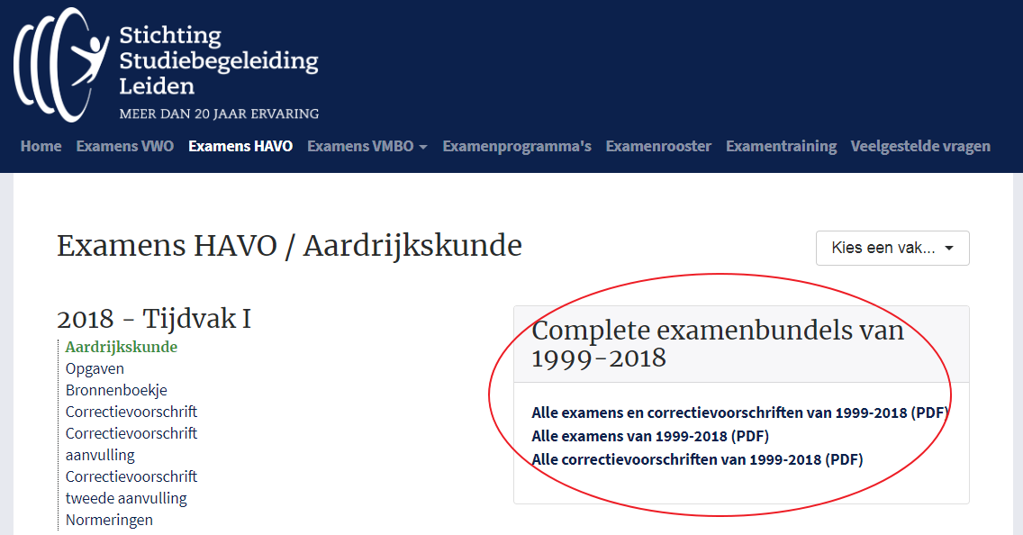 Oefenen met oude examens via alleexamens.nl - vraagstelling
